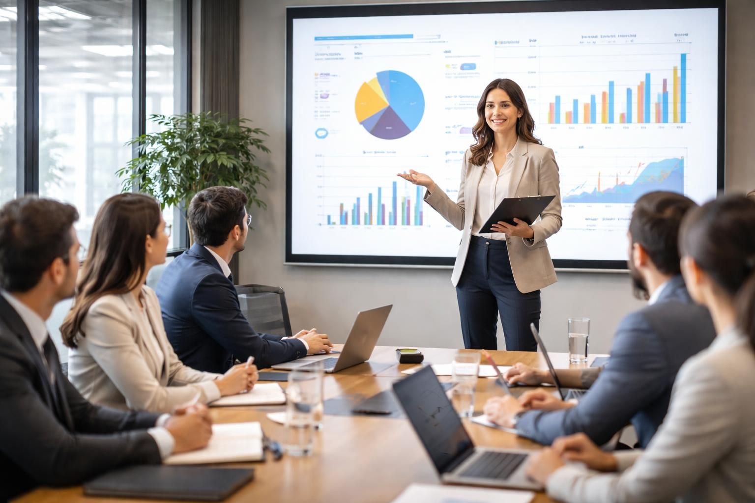 apprenez à vendre un mandat efficacement en présentant votre plan commercial sur écran de projection pour captiver et convaincre vos clients.