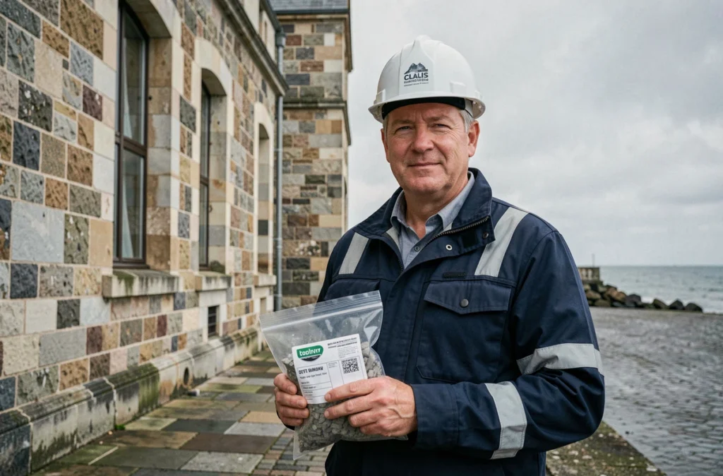 Expert Expertise Diagnostic Calais effectuant un prélèvement amiante sur un bâtiment historique à Calais