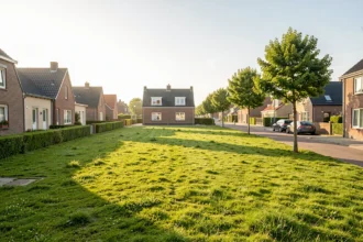 Terrain à bâtir herbeux en bordure d'une petite ville belge